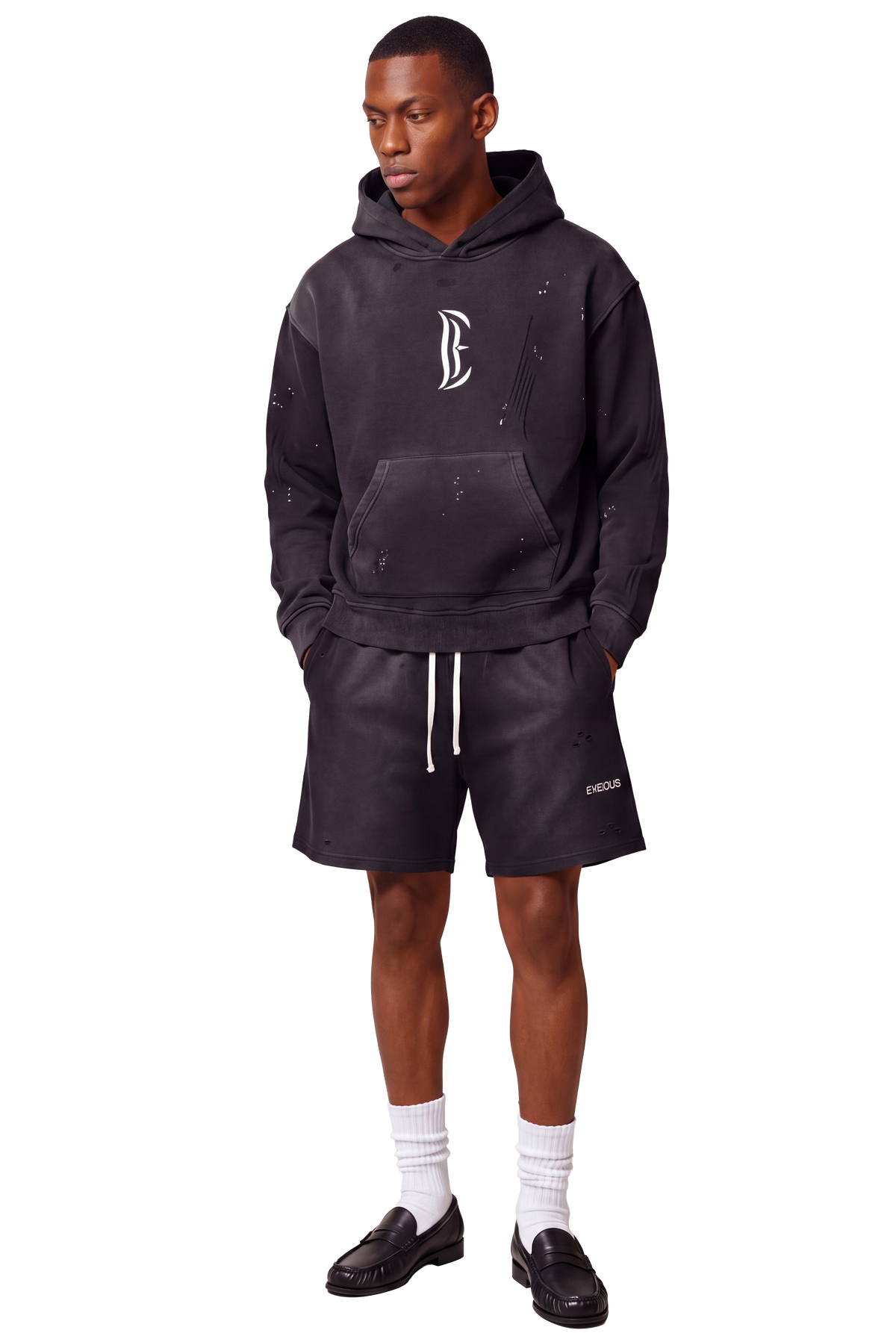 Vintage Washed Frayed Fleece Hoodie