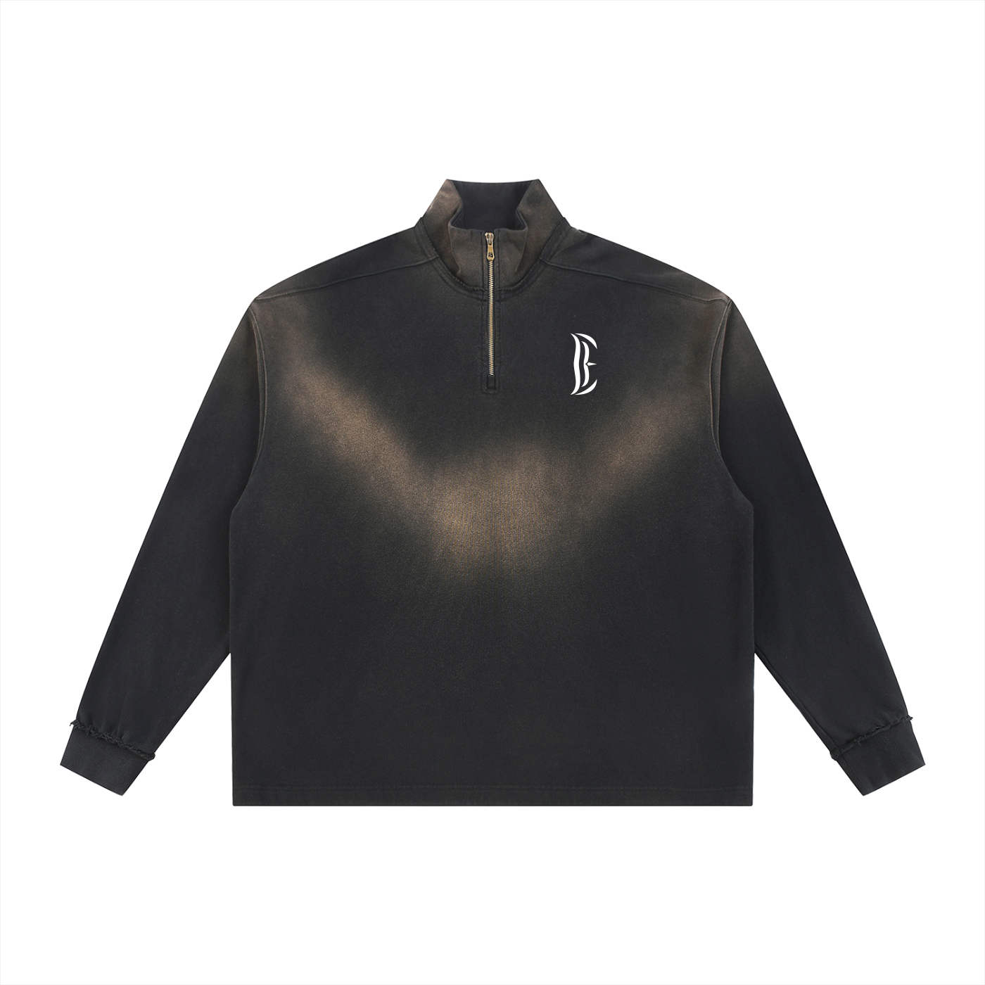 Sun Fade Raw Edge Quarter-Zip Sweatshirt