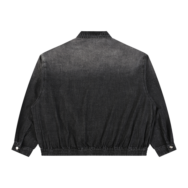 Unisex Vintage Wash Full-Zip Denim Jacket