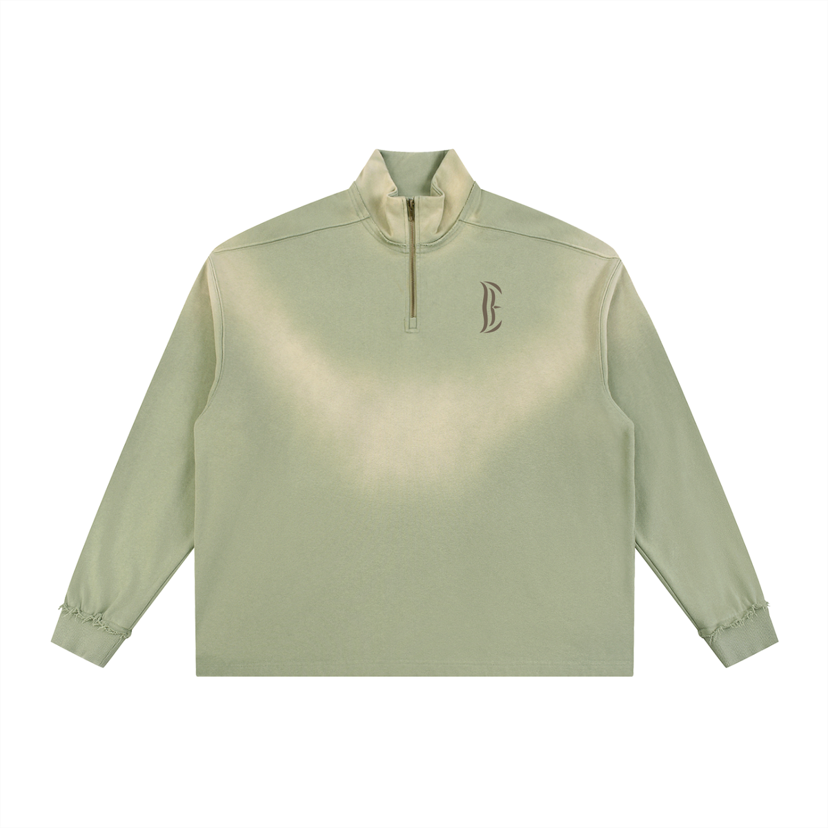 Sun Fade Raw Edge Quarter-Zip Sweatshirt