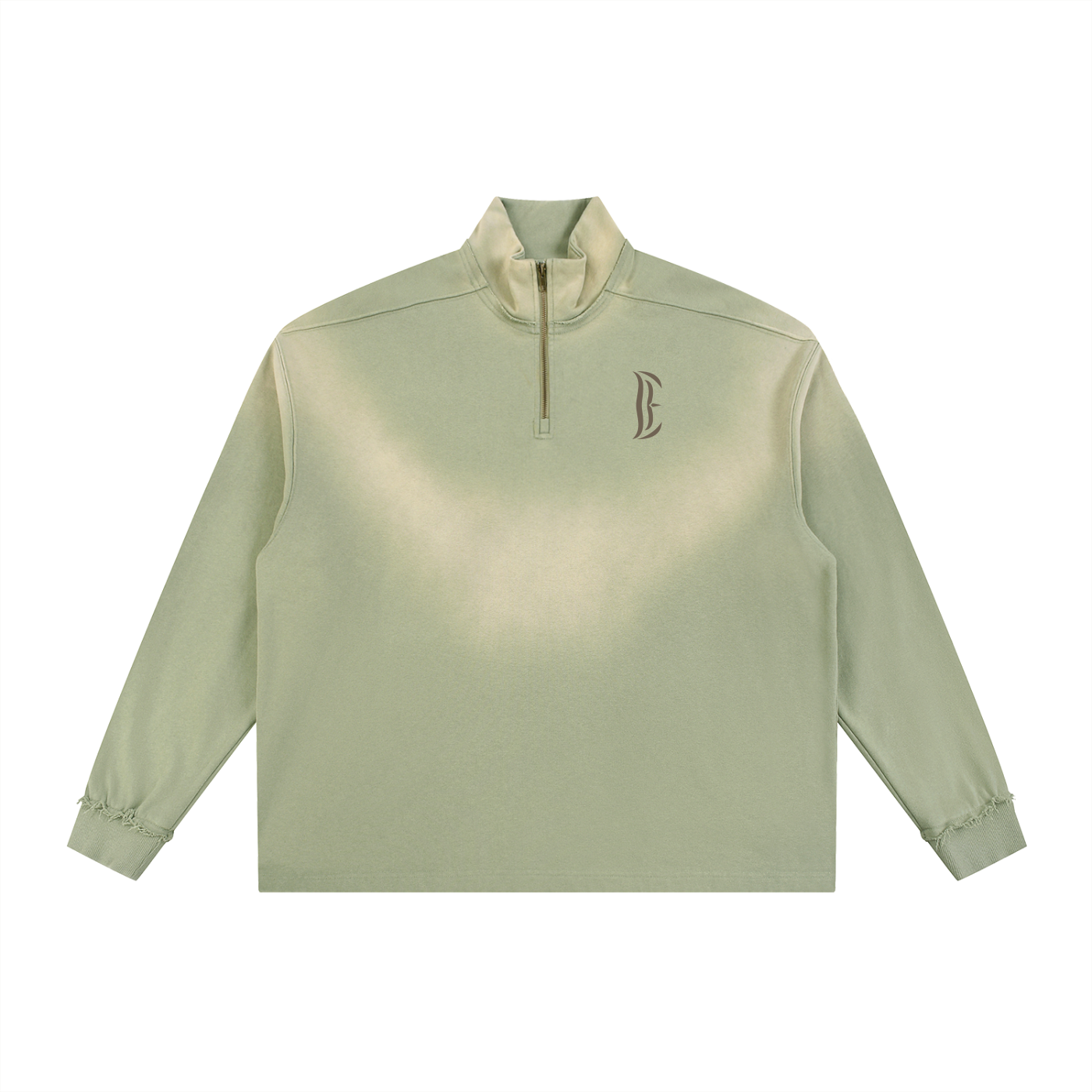 Sun Fade Raw Edge Quarter-Zip Sweatshirt