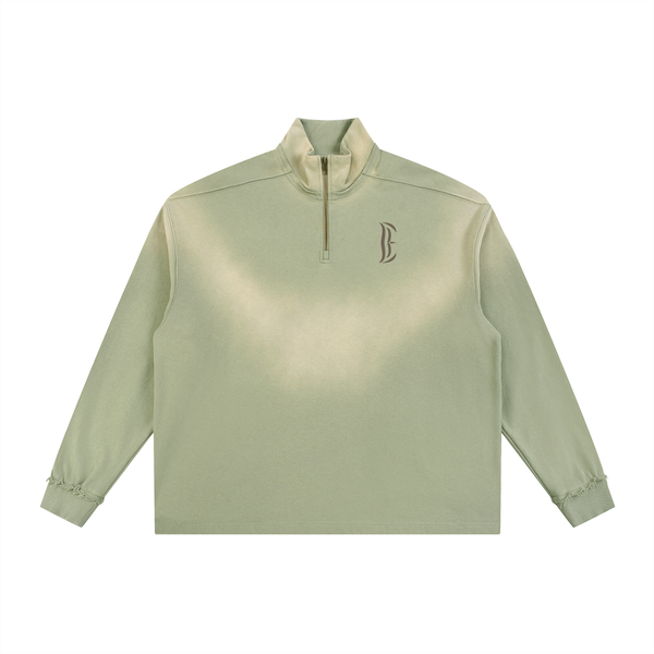 Sun Fade Raw Edge Quarter-Zip Sweatshirt