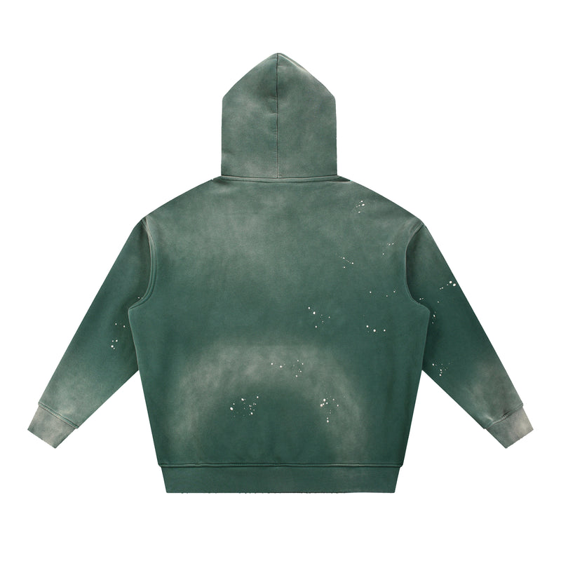 Vintage Washed Frayed Fleece Hoodie