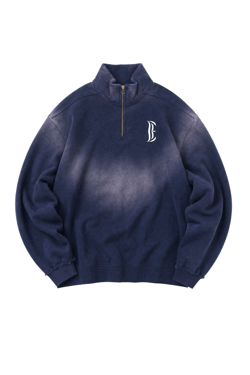 Sun Fade Raw Edge Quarter-Zip Sweatshirt