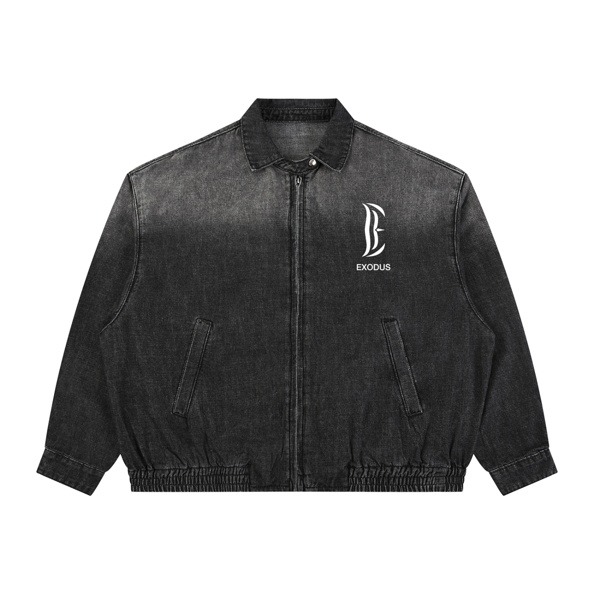 Unisex Vintage Wash Full-Zip Denim Jacket