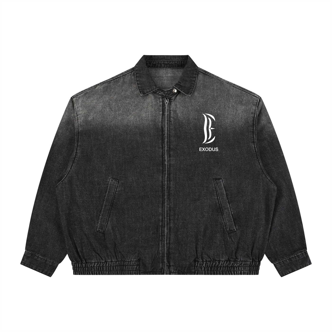 Unisex Vintage Wash Full-Zip Denim Jacket