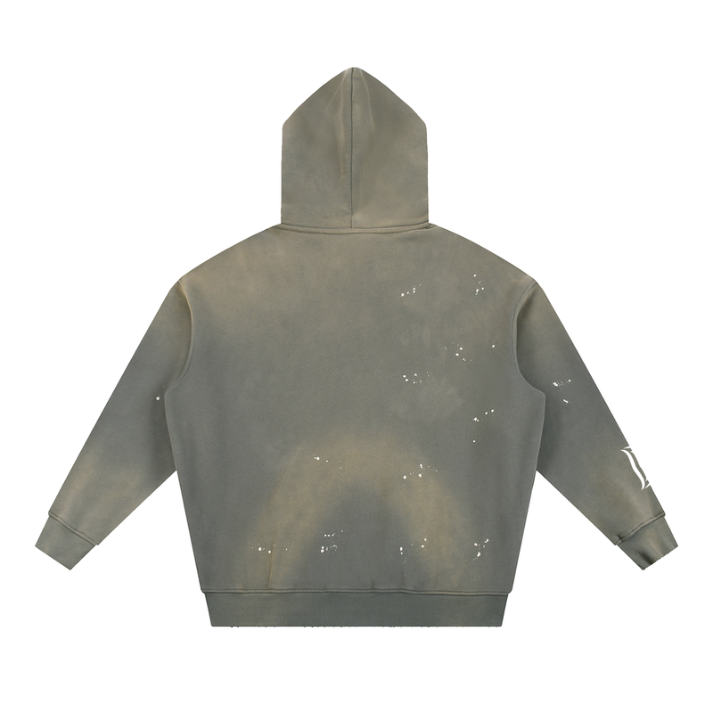 Vintage Washed Frayed Fleece Hoodie