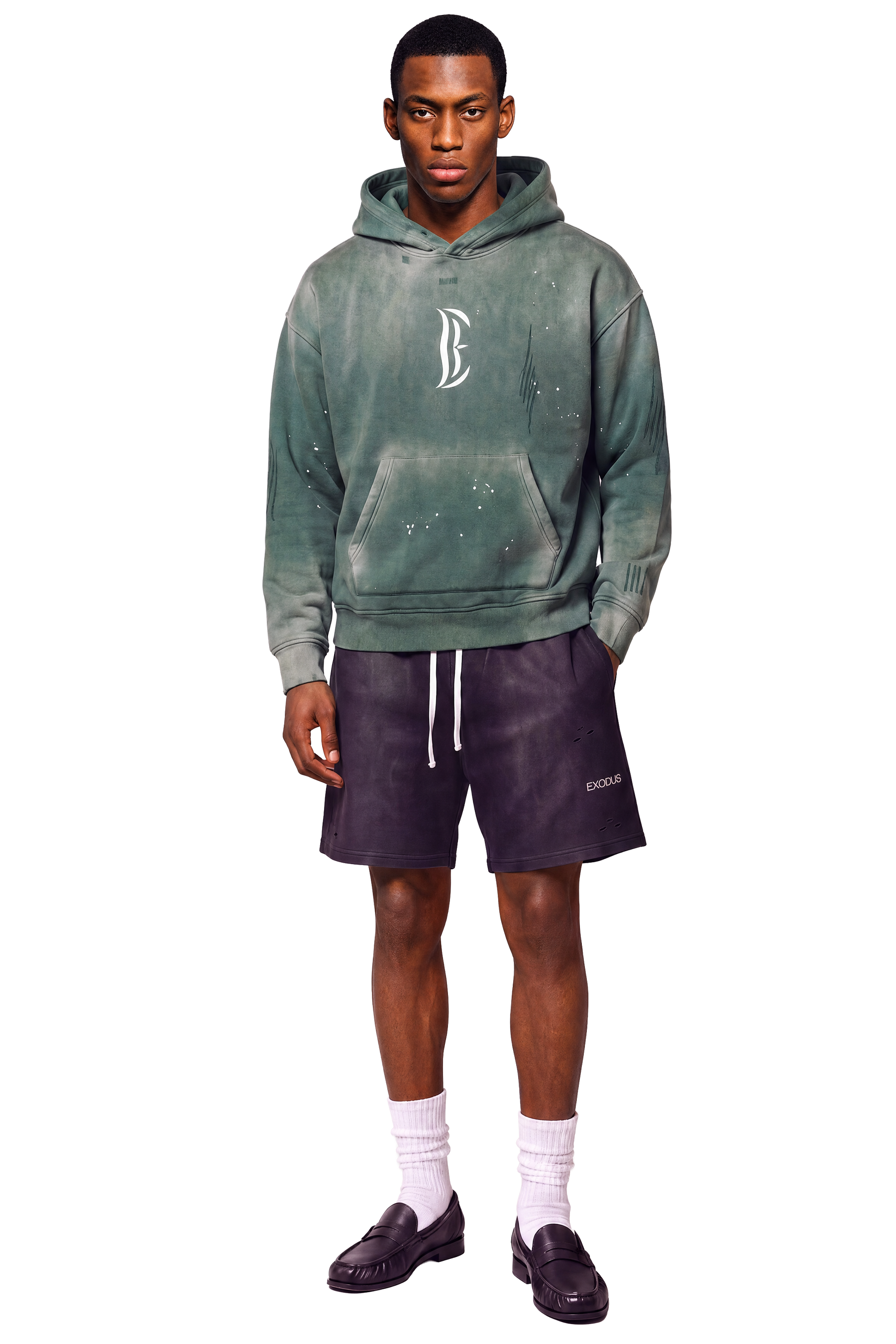 Vintage Washed Frayed Fleece Hoodie