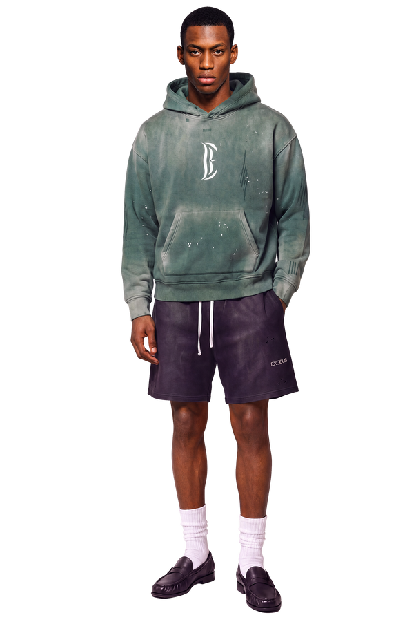 Vintage Washed Frayed Fleece Hoodie