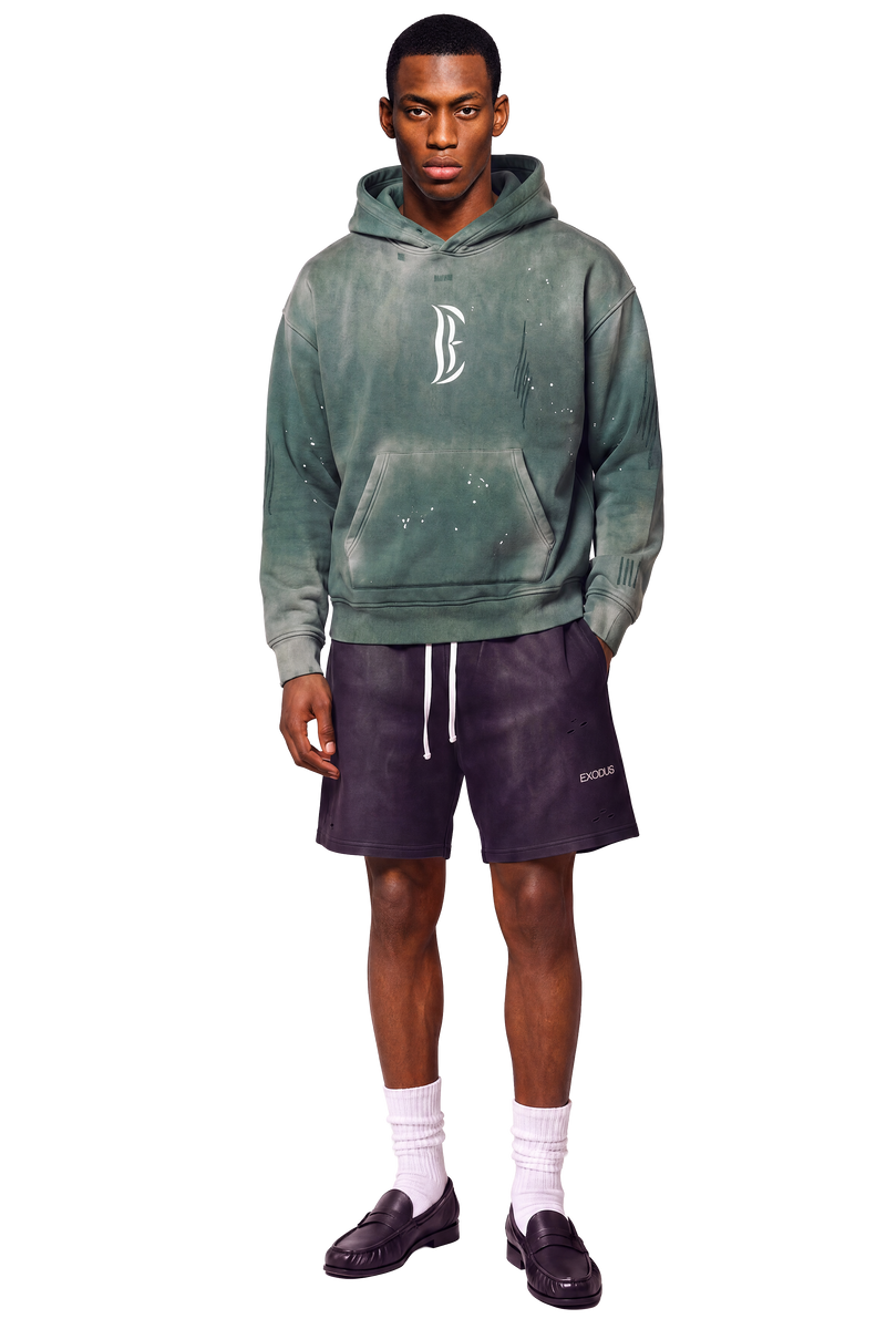 Vintage Washed Frayed Fleece Hoodie