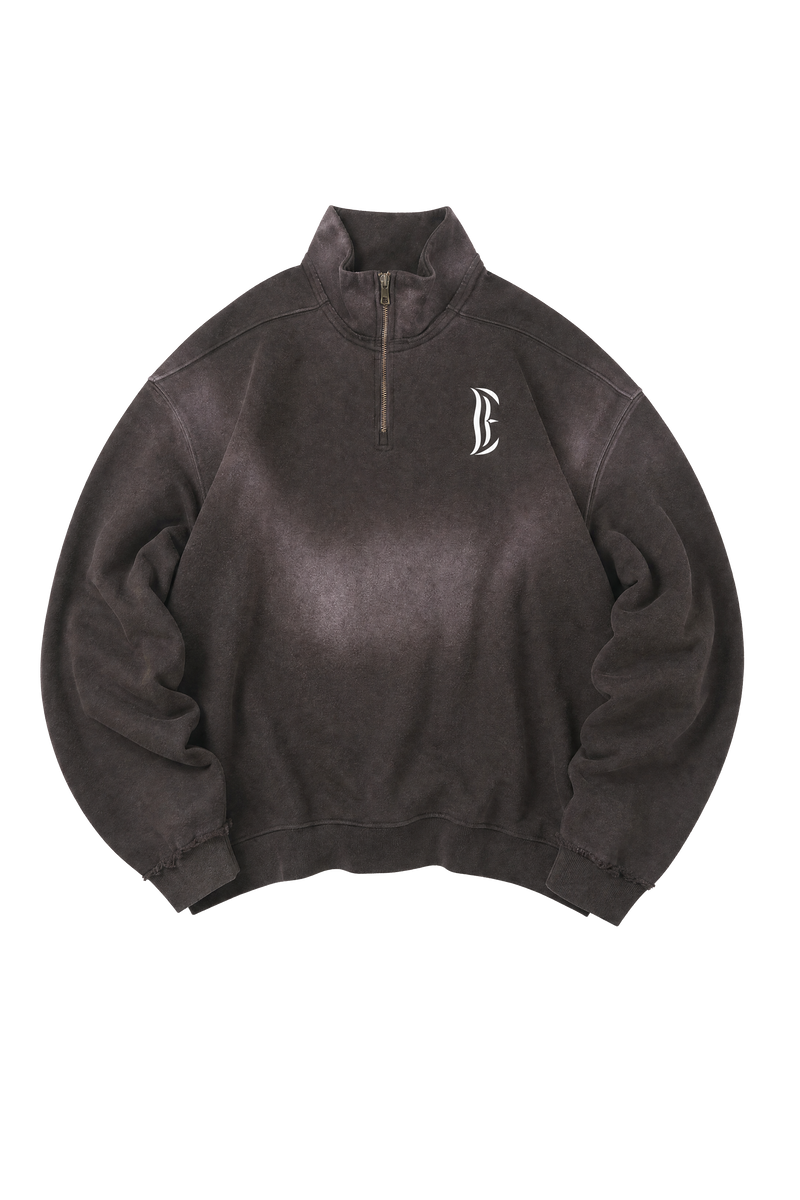 Sun Fade Raw Edge Quarter-Zip Sweatshirt
