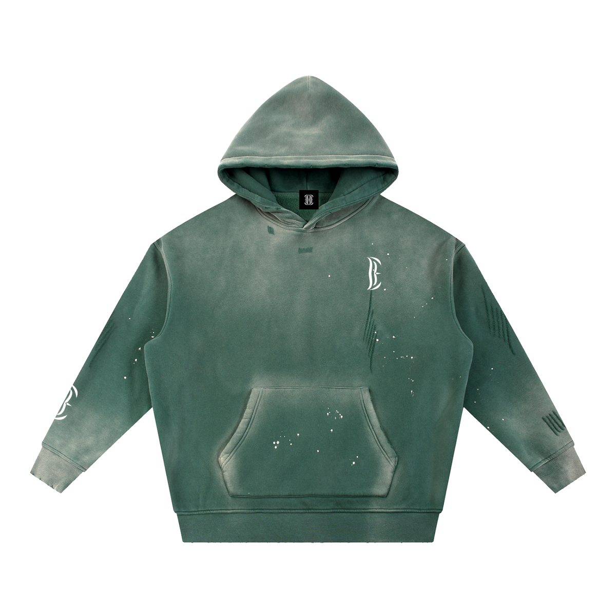 Vintage Washed Frayed Fleece Hoodie