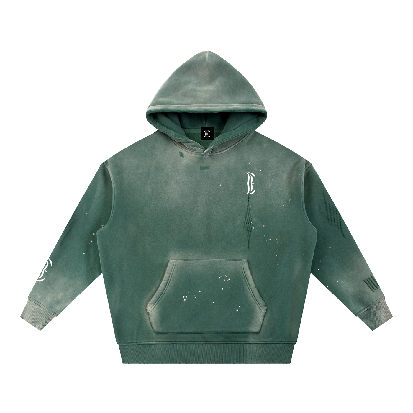 Vintage Washed Frayed Fleece Hoodie