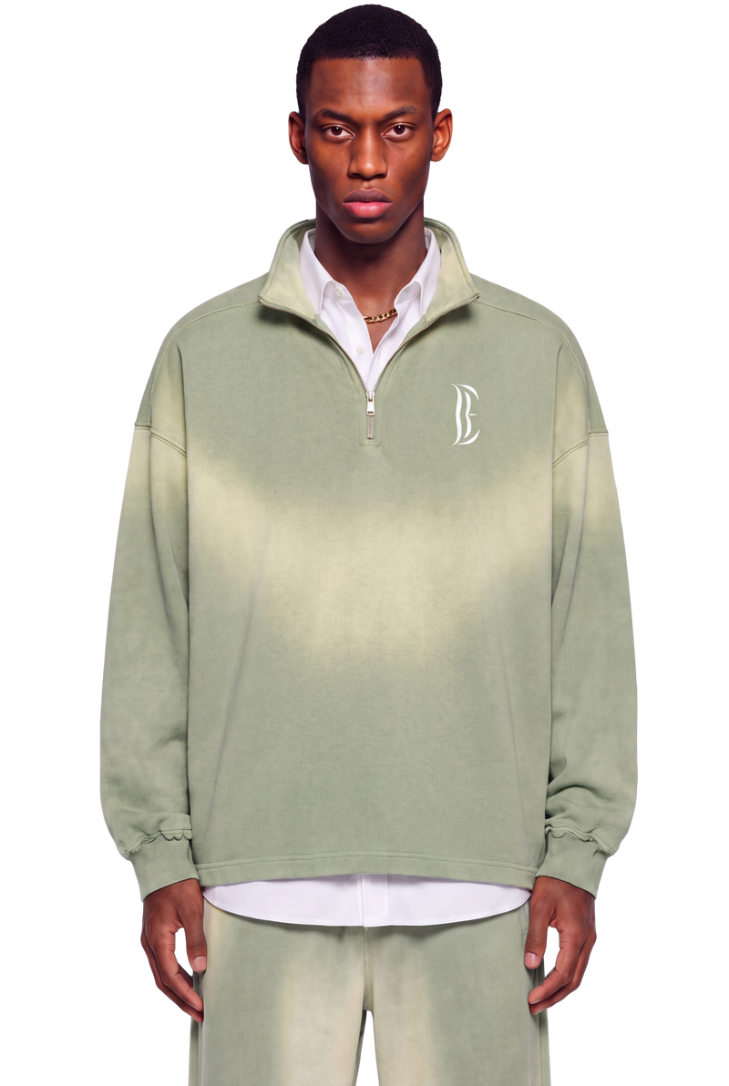 Sun Fade Raw Edge Quarter-Zip Sweatshirt