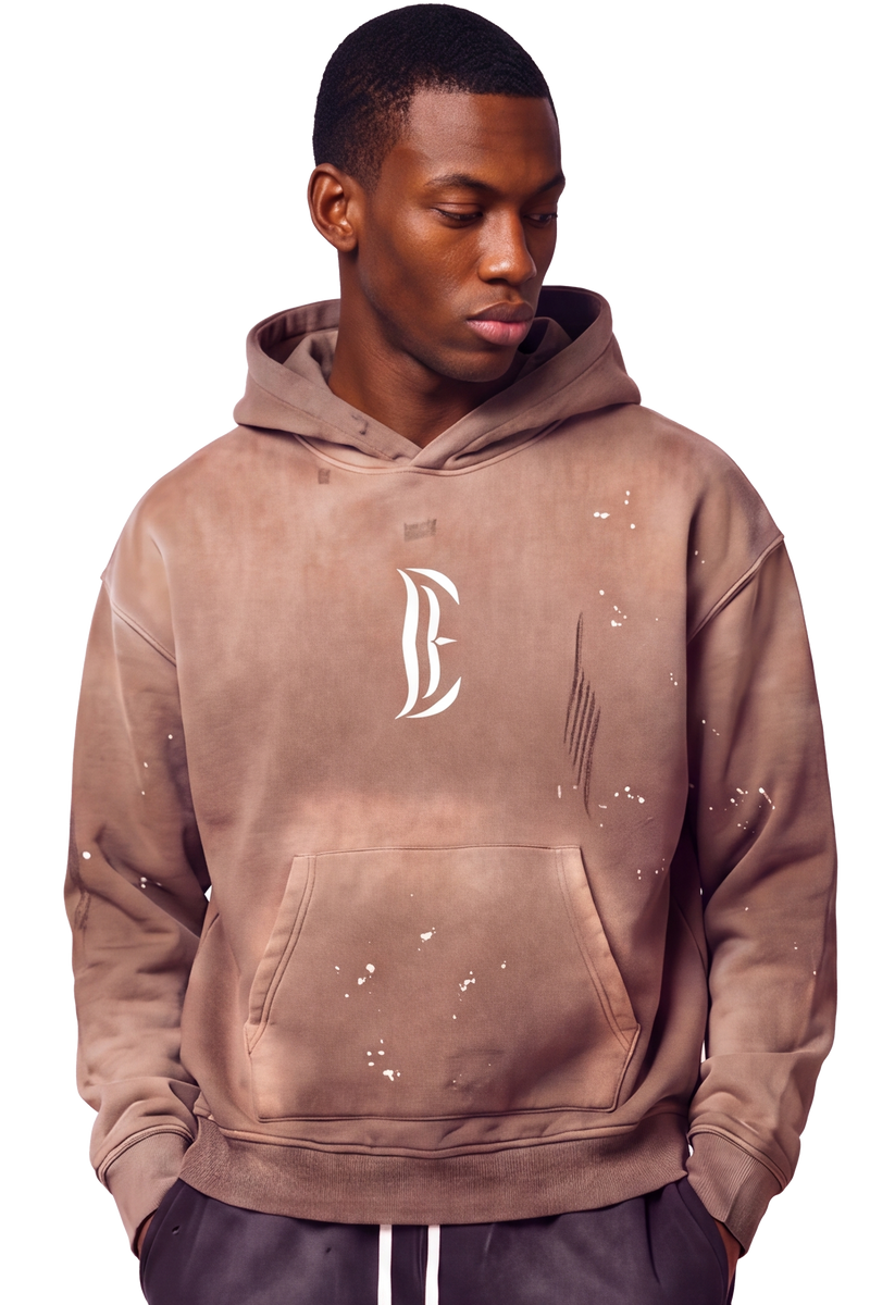 Vintage Washed Frayed Fleece Hoodie