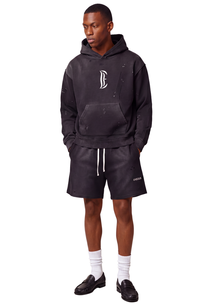 Vintage Washed Frayed Fleece Hoodie