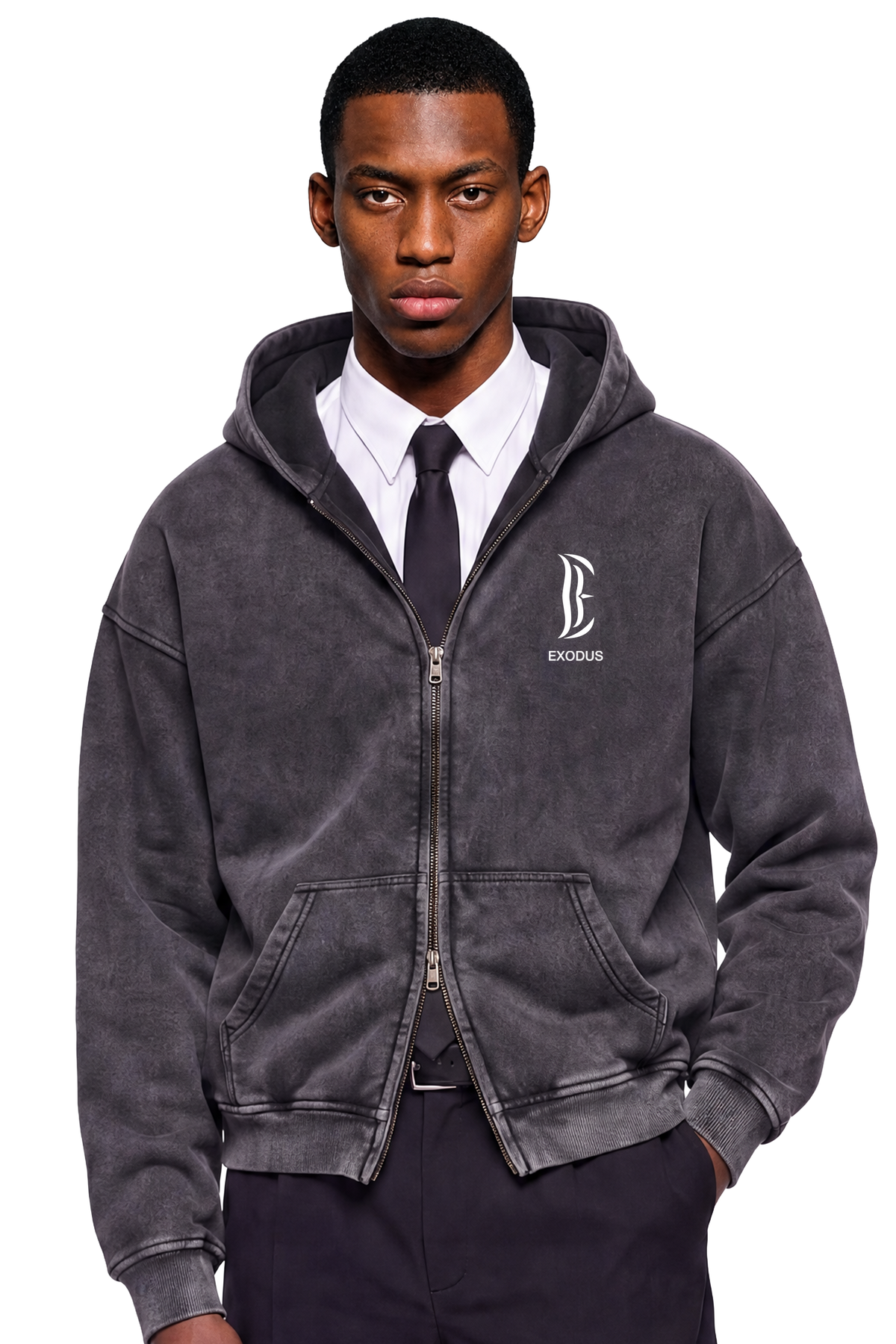 Zip-Through Boxy Fleece Hoodie