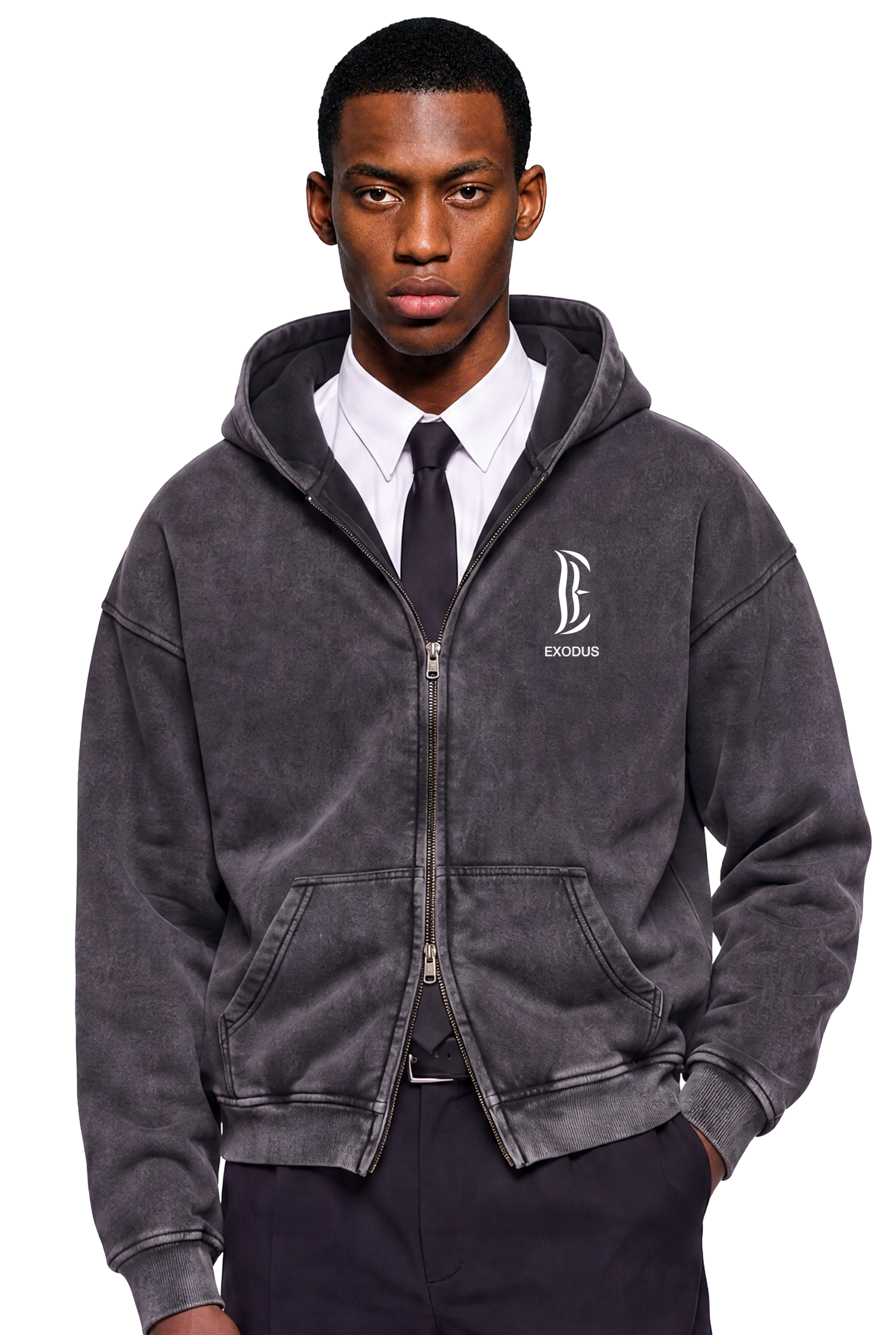 Zip-Through Boxy Fleece Hoodie