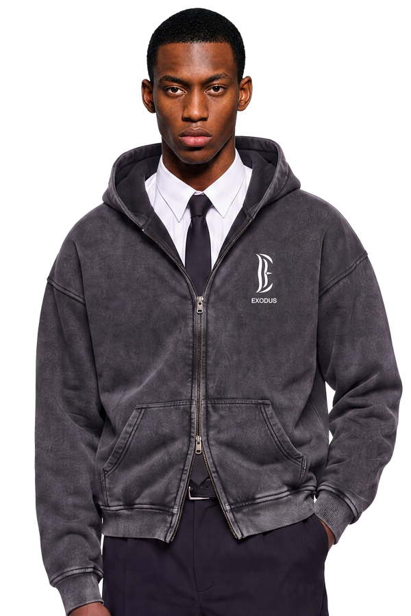 Zip-Through Boxy Fleece Hoodie
