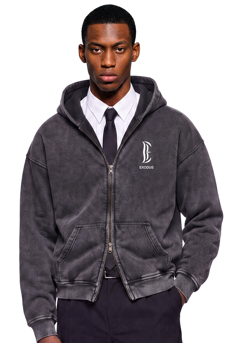 Zip-Through Boxy Fleece Hoodie