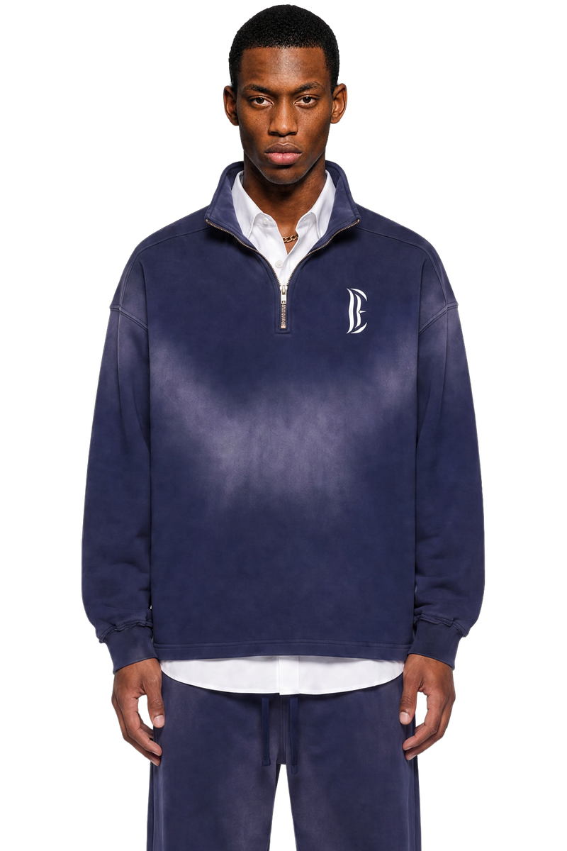 Sun Fade Raw Edge Quarter-Zip Sweatshirt
