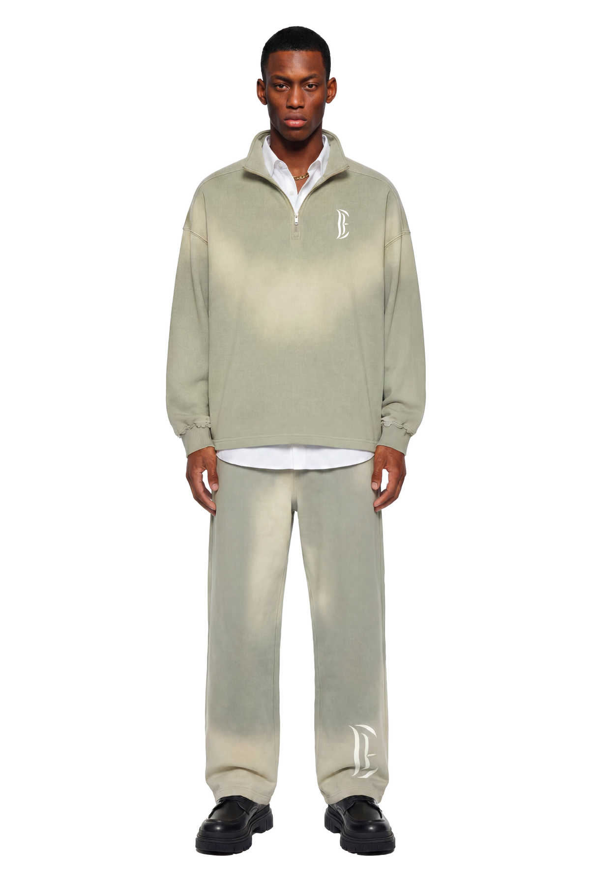 Sun Fade Raw Edge Quarter-Zip Sweatshirt