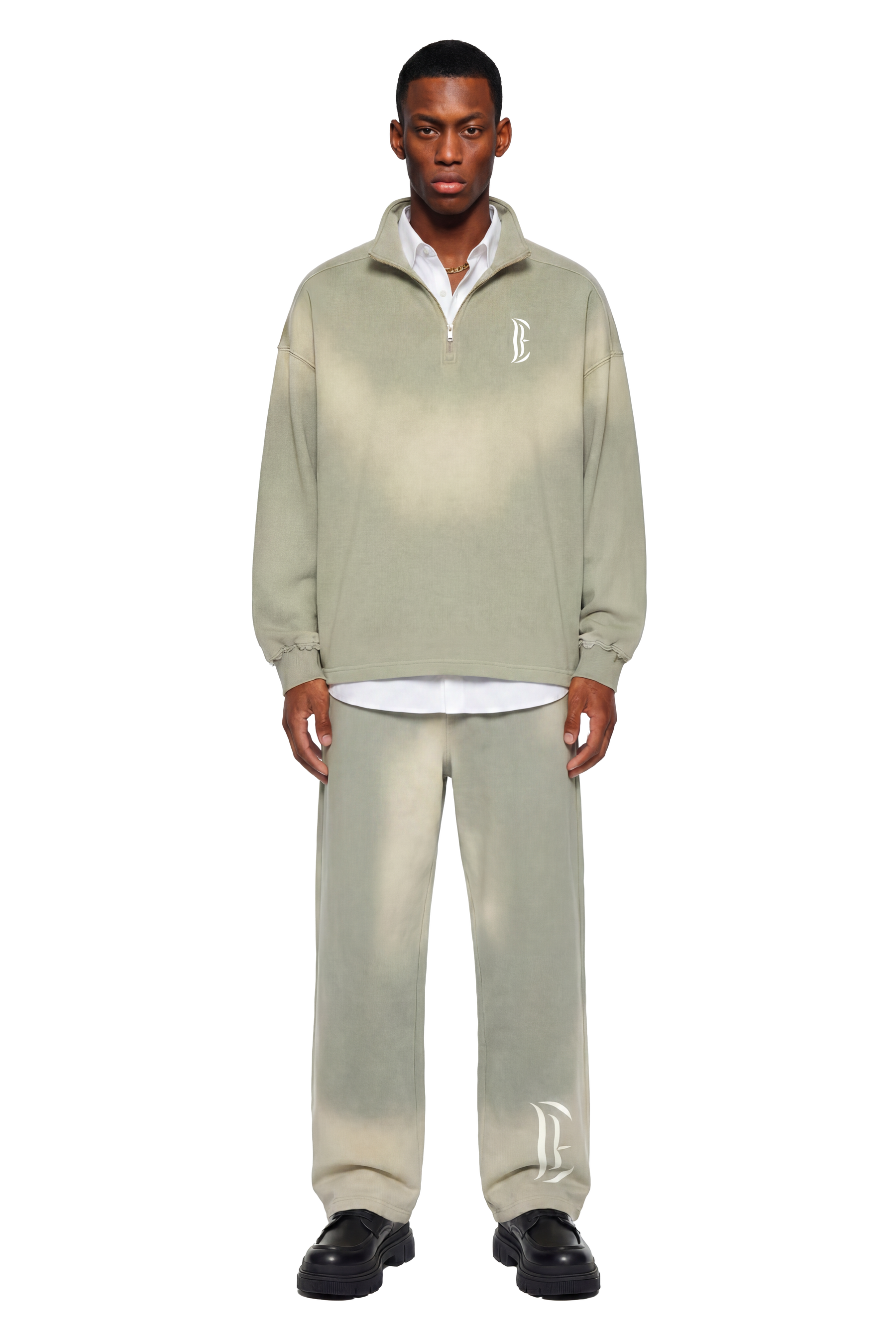 Sun Fade Raw Edge Quarter-Zip Sweatshirt
