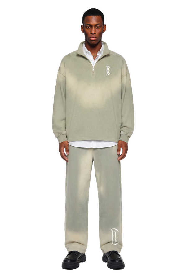 Sun Fade Raw Edge Quarter-Zip Sweatshirt