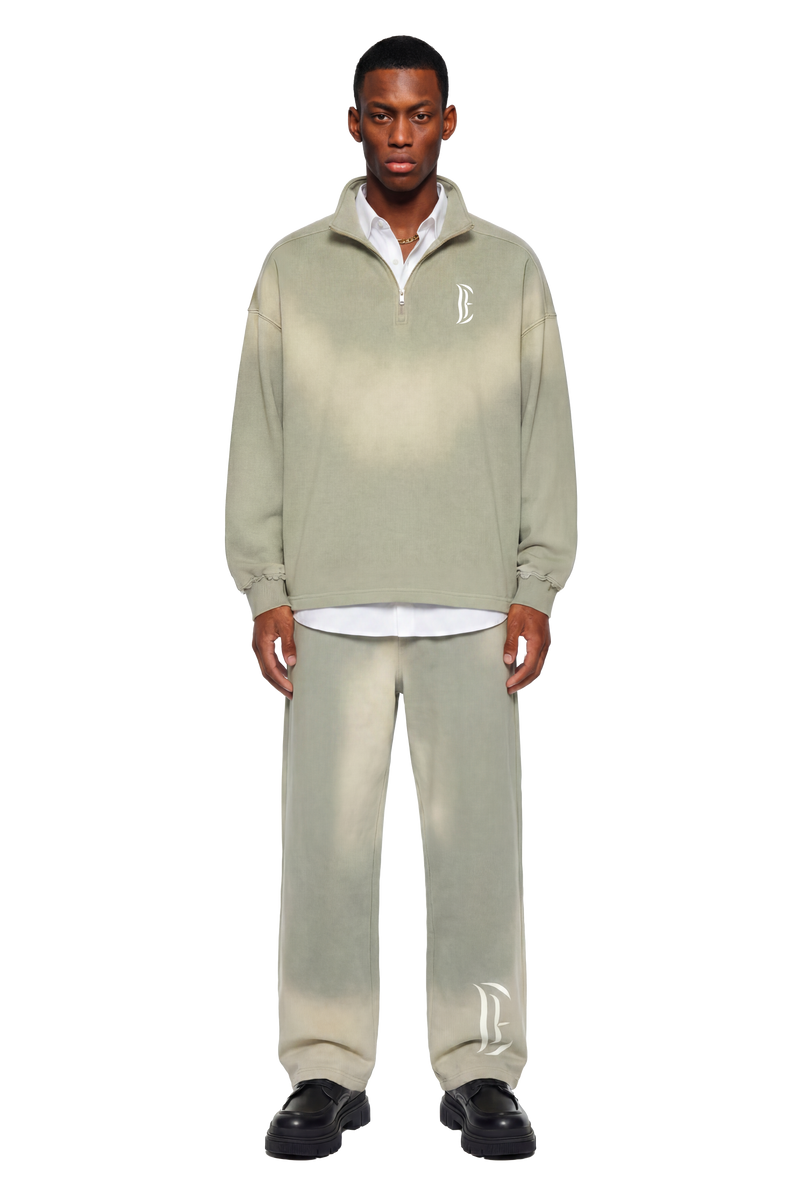 Sun Fade Raw Edge Quarter-Zip Sweatshirt